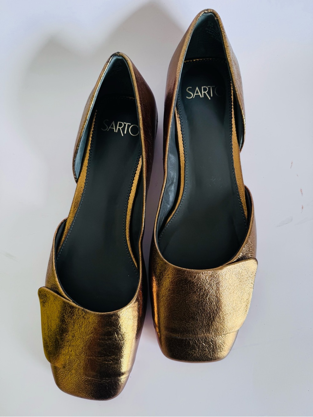 SARTO By Franco Sarto Metallic Bronze Square-Toe Flats